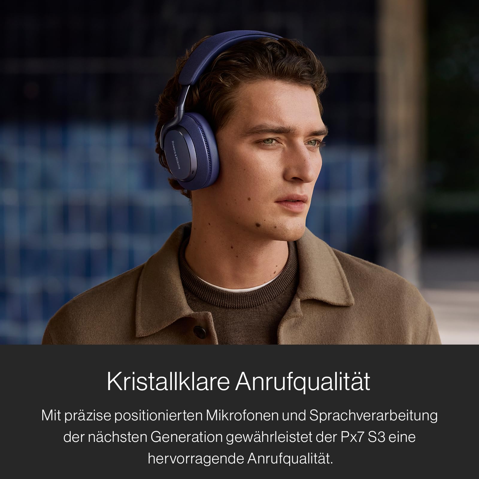 Bowers & Wilkins Px7 S3 Over-Ear-Kopfhörer mit Geräuschunterdrückung, kabellos, aptX™ Lossless, Schnellladung, 30 Stunden Wiedergabe, 8 integrierte Mikrofone - Anthrazitschwarz