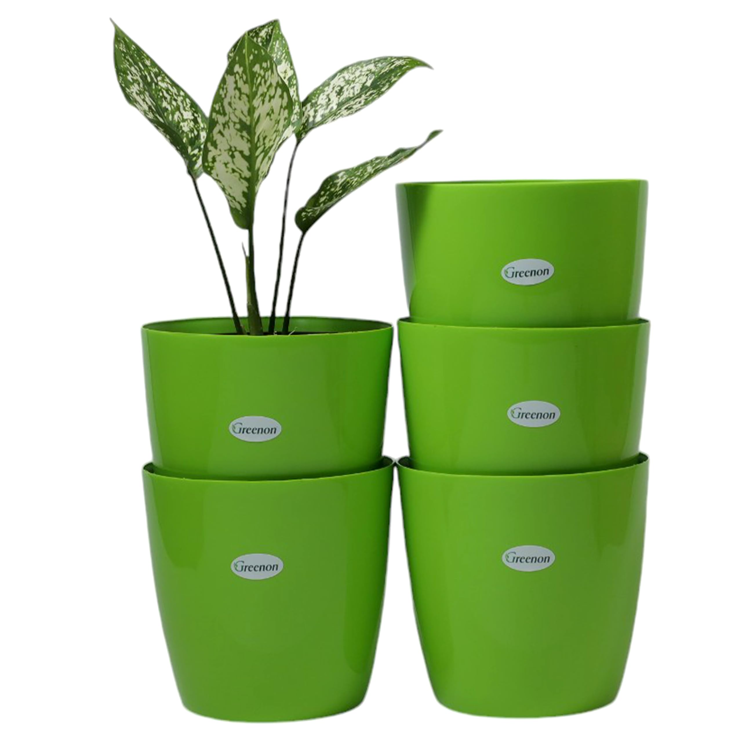 GREENON® Plant Pot 6 Inch Pack of 5 (10 Pots) Self Watering Small Indoor Pot | Green Outer Black Inner Flower Pot | UnFadable | Suitable for Tabletop, Window Mount Plants | Low Maintenance Gamla (B09XG2M3DH) Amazon Price History, Amazon Price Tracker