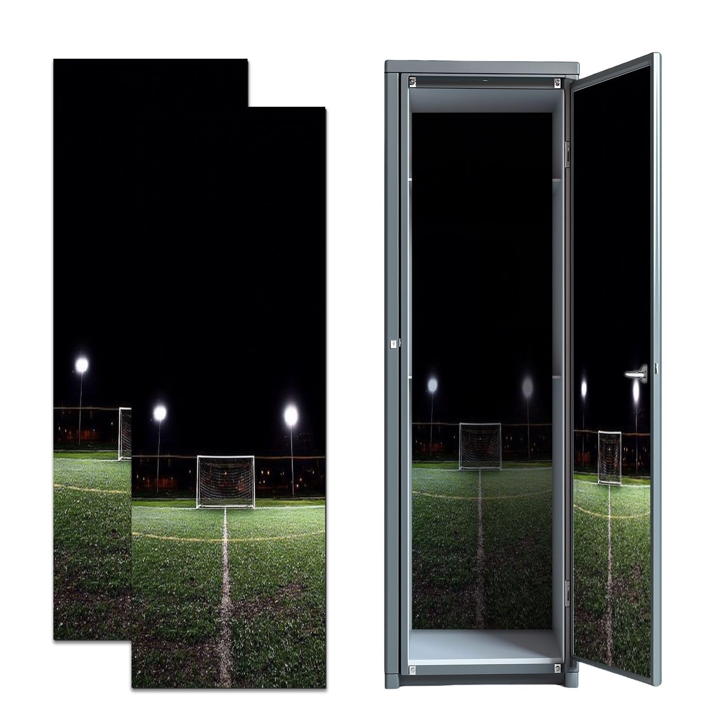 2 Pcs School Locker Magnetic Wallpaper Soccer Field Night 12" x 36" Wall Magnetic Sticker Removable Locker Accessories Decor for School University