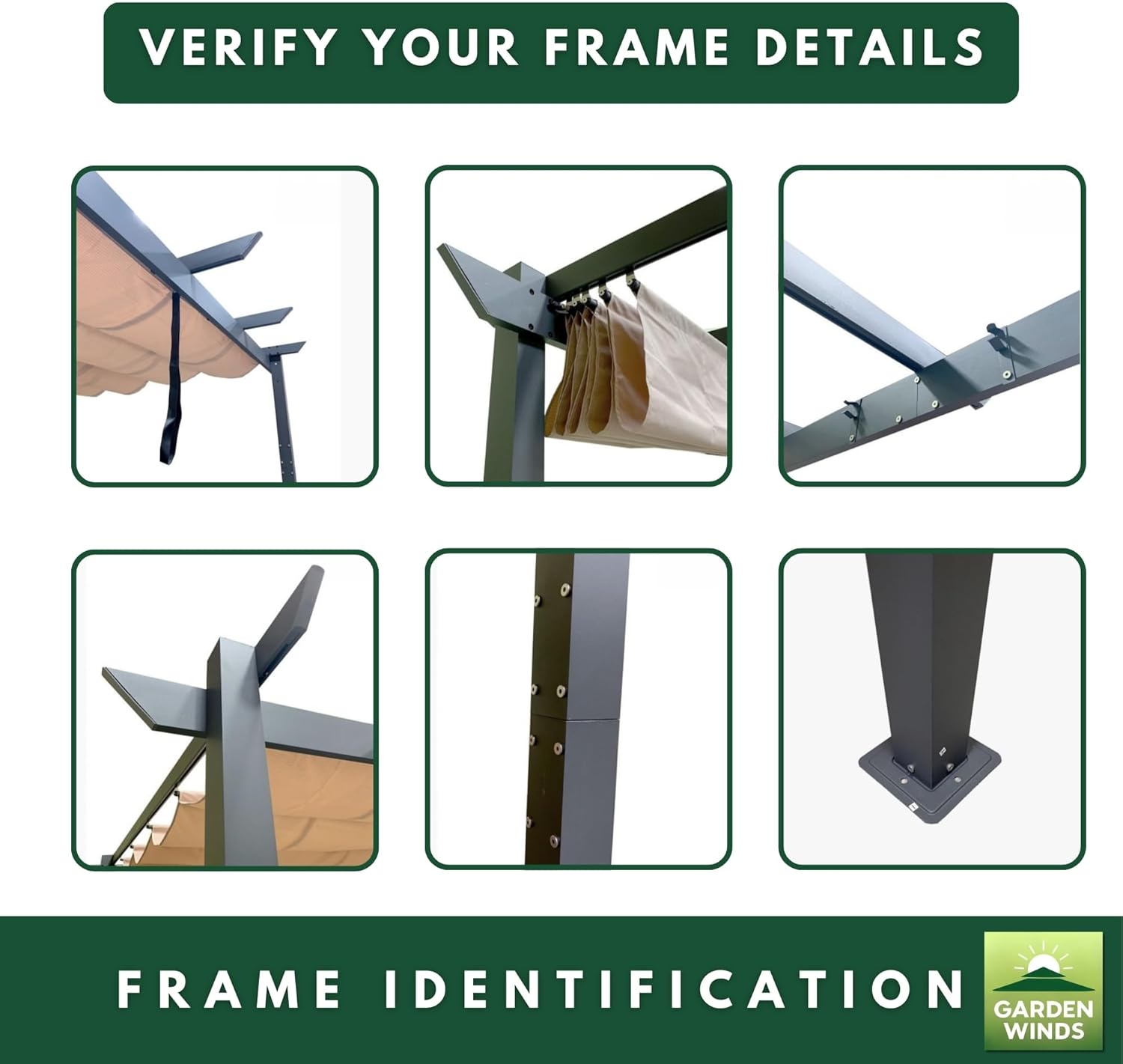 Garden Winds Reinforced Replacement Canopy Top Cover Compatible with The PERGSAND, PERGWT, PERGBURG ALEKO Grape Trellis 9' x 9' Pergola - Classic Sand, Riplock 350