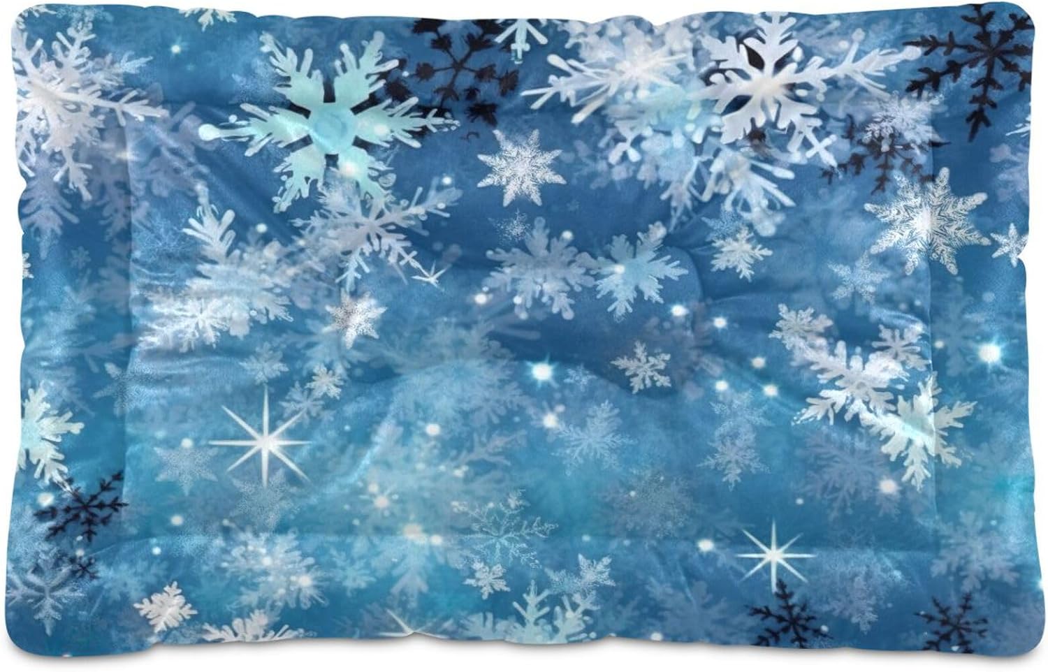 Blue Snowflakes (3) 26 Dog Bed Machine Washable Pet Bed Mattress Comfortable Soft Pet Bed Mat Non-Slip Bottom Couch for Small Medium Dogs,24x18 Inch