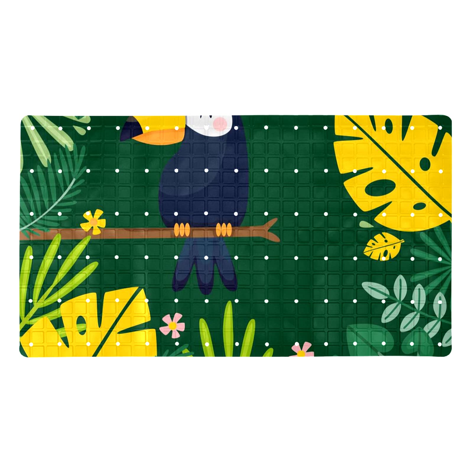 Tapis de bain antidérapant non toxique au design tropical et finitions premium