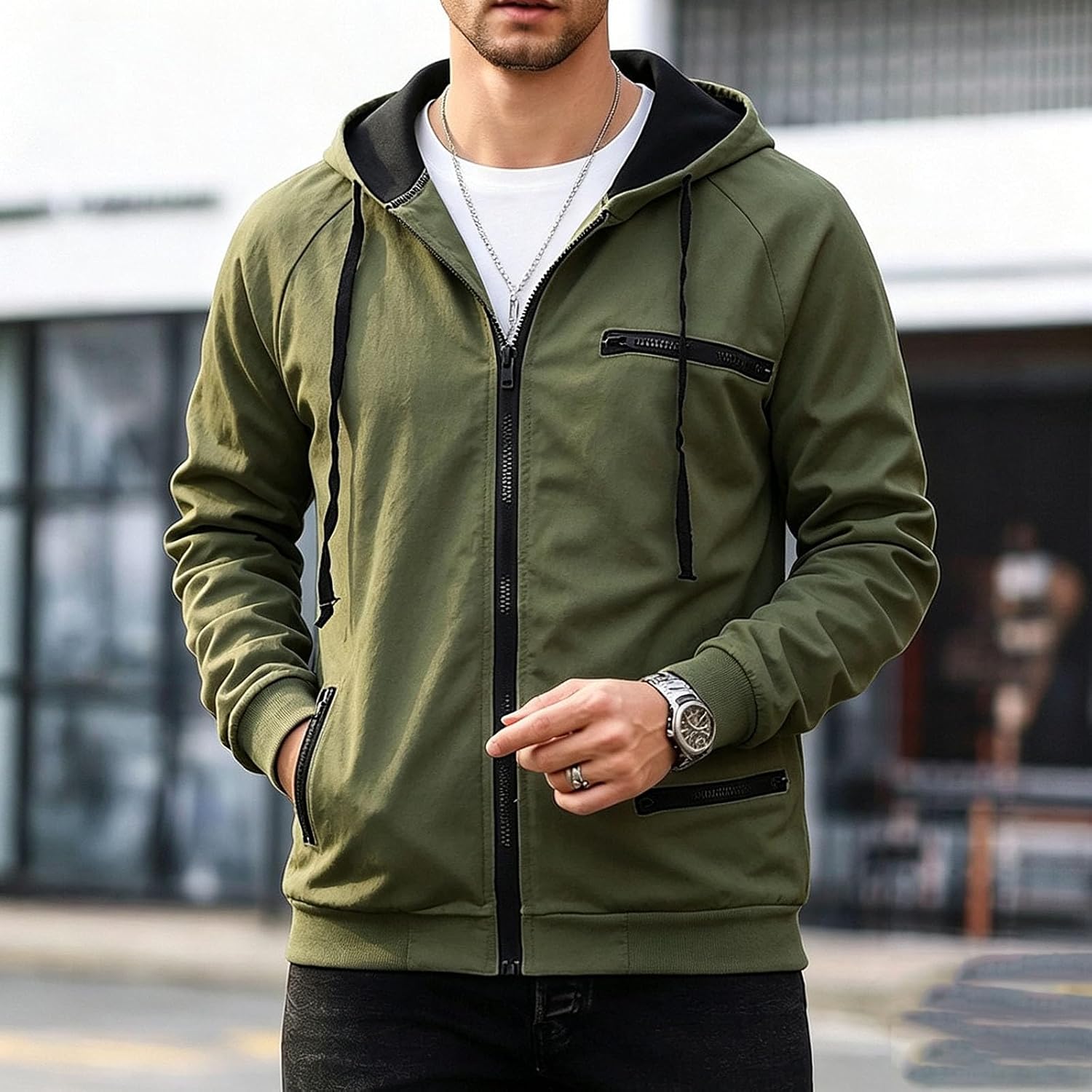Men's Full Zip Hoodie Sweatshirt Pocket Casual Athletic | Mens Waterproof Jacket White Tactical Hoodie Red Men Hoodies Weighted Travel Hunting Clothes Jackets For Winter Coats