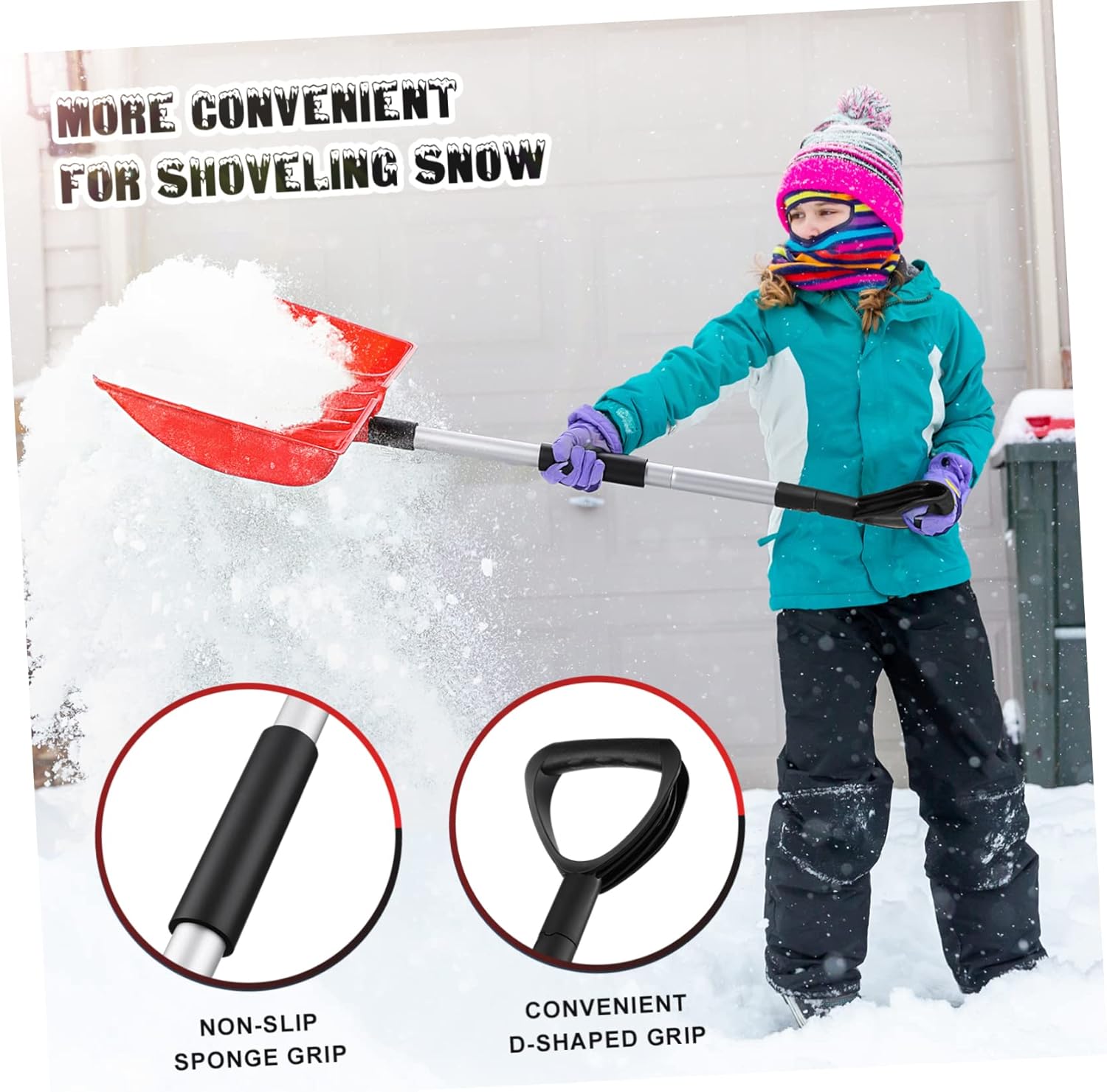 Garden Shovel Snow Shovel for Car Ice Scraper Aluminum Remover Tool Handle