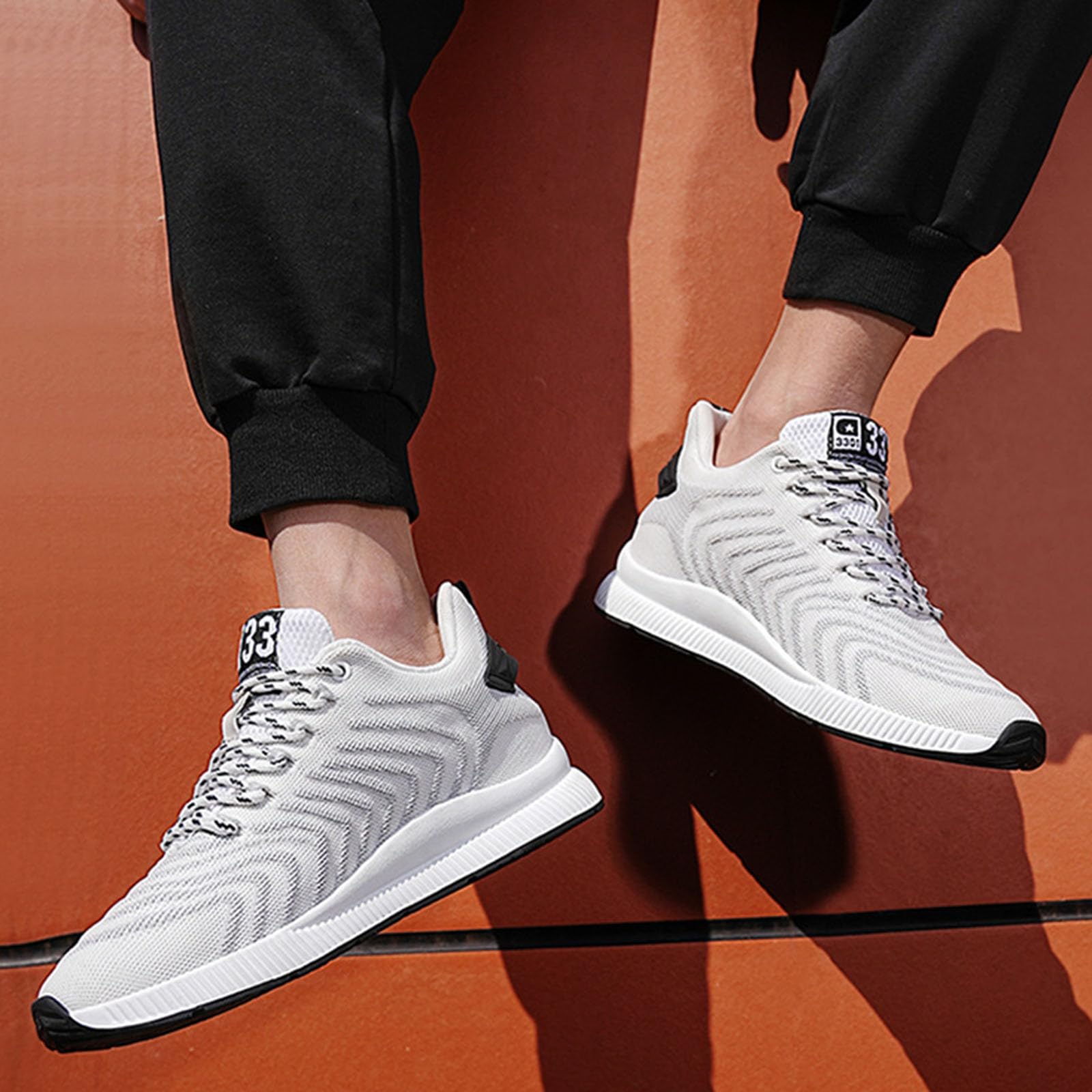 Generisch Paar Herrenschuhe mit Erhöhung, lässige Mesh-Sneaker, leichte, atmungsaktive Sportschuhe zum Schnüren mit verstecktem Hebeabsatz für Männer, 10 cm