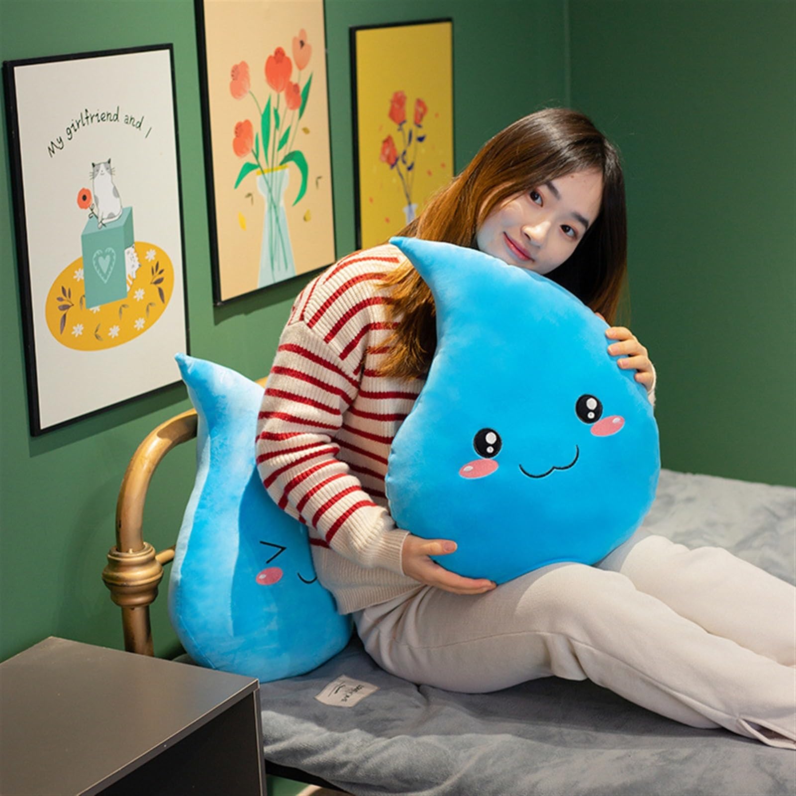 Waterdruppel Knuffel, Schattige Waterdruppels Gevuld Plushie Zachte Cartoon Knuffelbaar Kussen Cadeau for Jongens Meisjes Home Decor(Color:Color A,Size:25CM/9.8IN