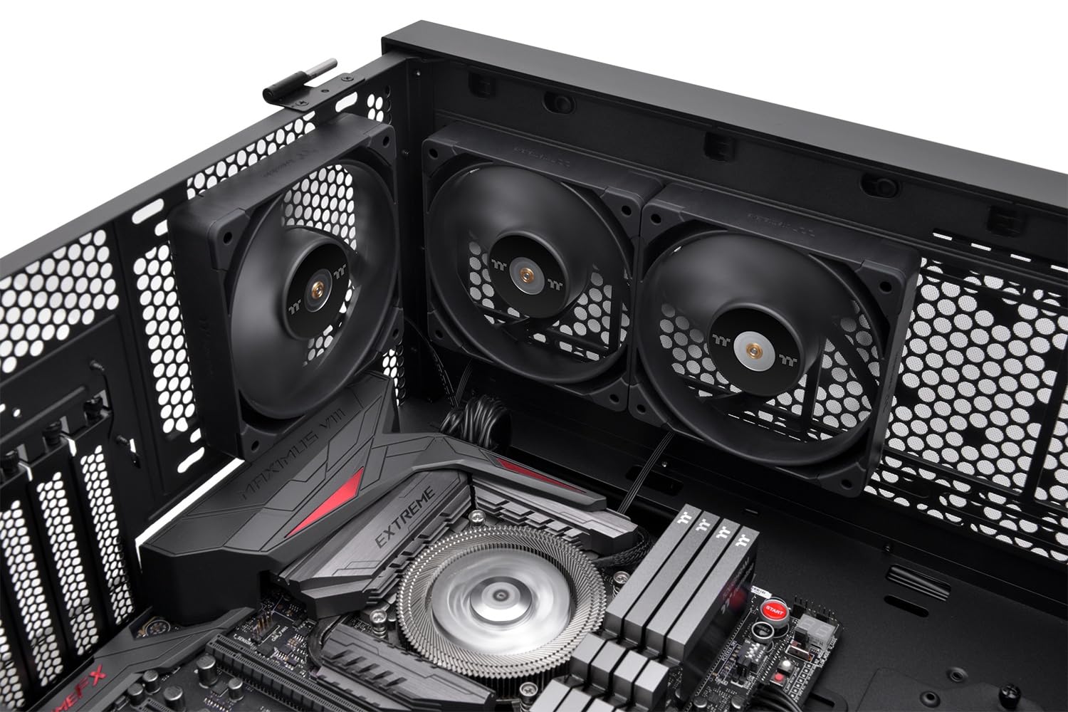 Thermaltake TOUGHFAN 14 Pro No LED 2 Pack 140mm PC Case Fan 5.5 x 5.5 x 1 inches 119.6 CFM 0.14 in H2O 31.6 dBA 4.32 W 12V PWM 4pin PWM 40,000 hours