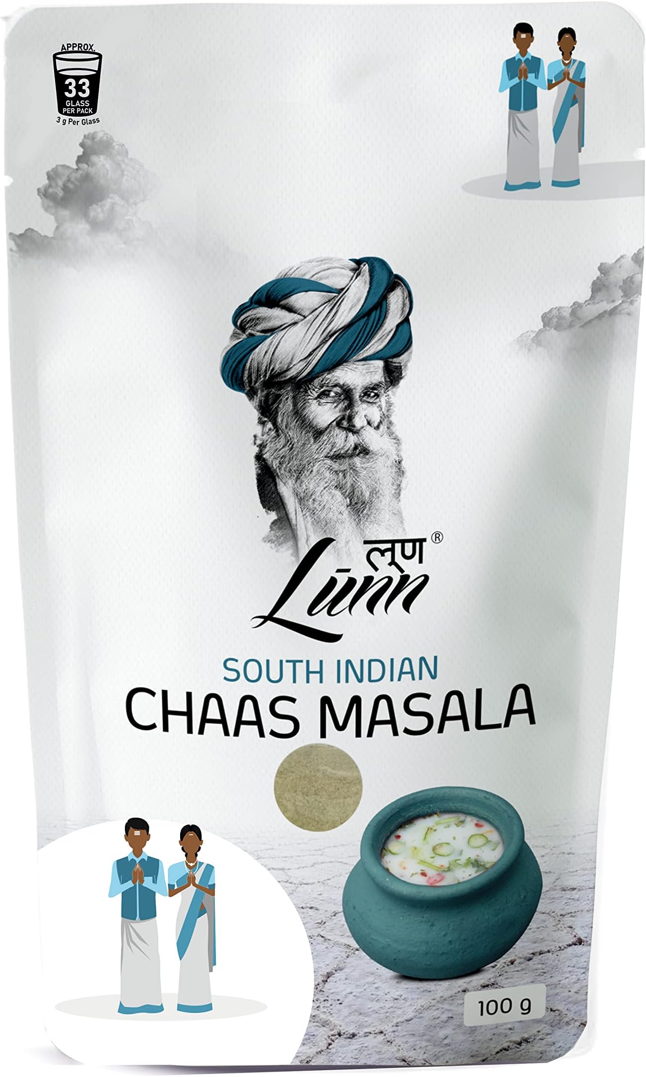 LUNN SOUTH INDIAN CHAAS MASALA | 100 GMS | PACK OF 1 (POUCH)