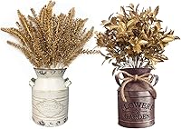 Vista 4 de CATTREE Plantas artificiales doradas, hojas de plástico doradas, paquete de 4 arbustos de hierba falsa, arbustos para el hogar, interior, exterior