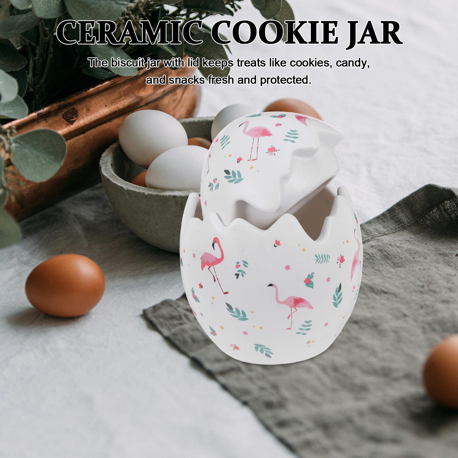 Angoily Bocal de Rangement en Céramique D’œuf avec Couvercle | Biscuits et Bonbons, Format Compact, Style Vintage et Rétro, Usage Maison et Garde-manger