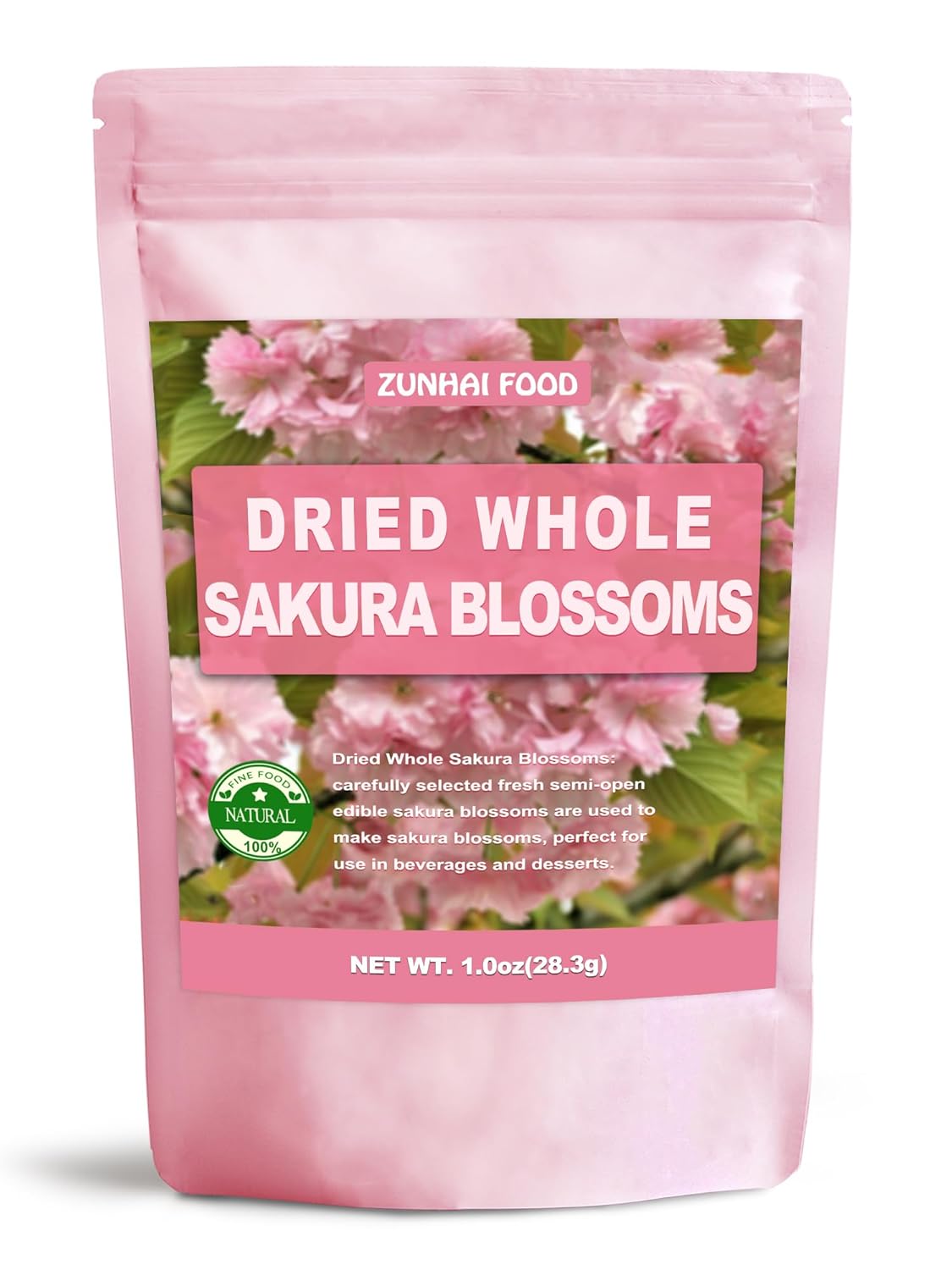 Edible Dried Sakura Blossoms, Premium Dried Whole Sakura Cherry Blossoms, 1.0oz(28.0g)