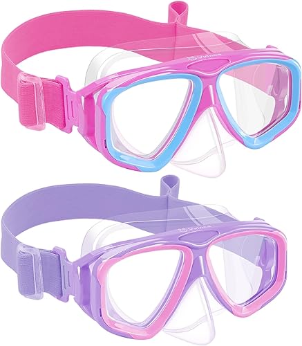 Miniatura 10 de Vvinca Gafas de natación para niños con cubierta para la nariz, gafas para niños pequeños con correa de tela inastillables, antivaho, impermeables