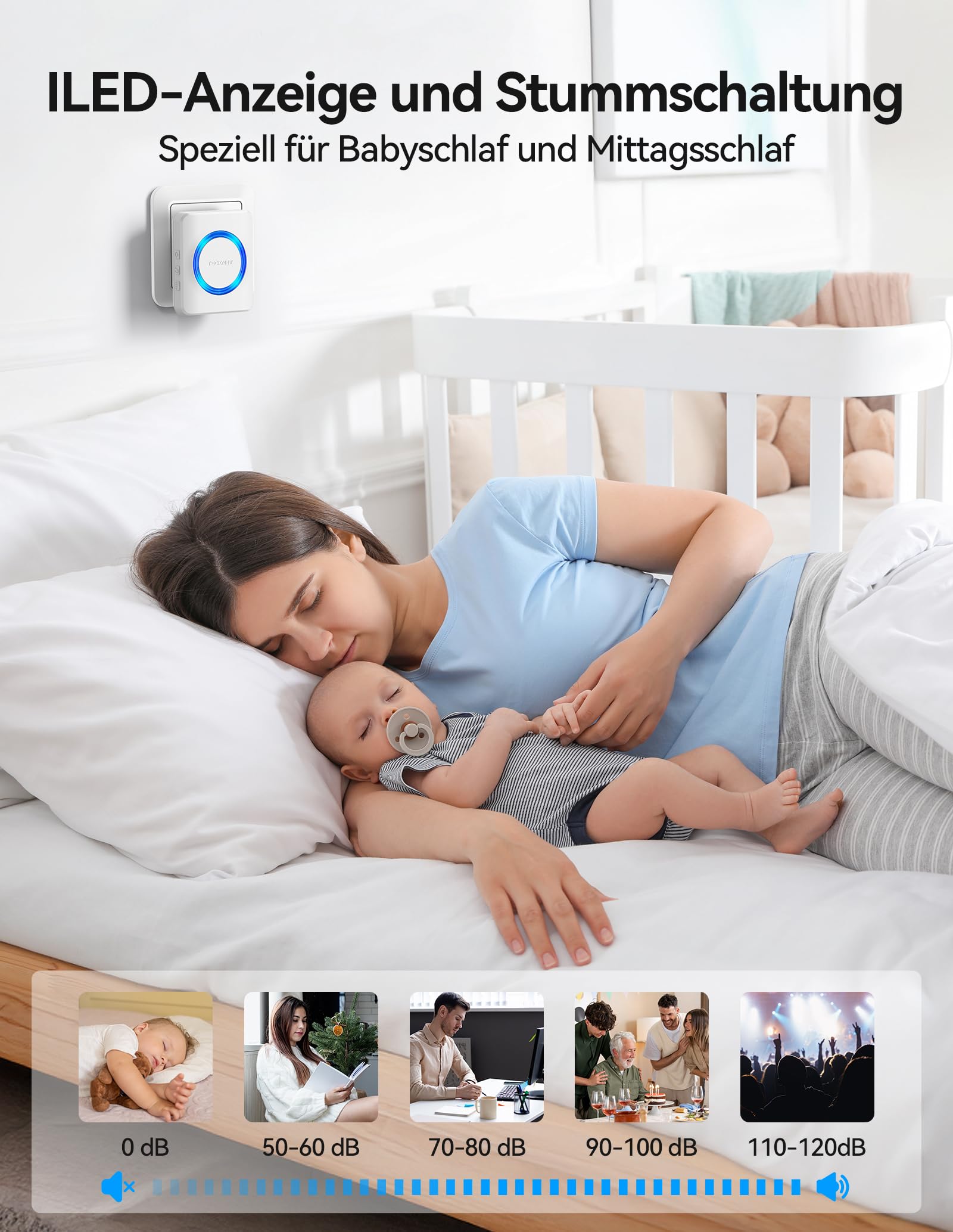 TECKNET Funkklingel Set IP65 - Kabellose Türklingel Mit 600m Reichweite & 60 Melodien