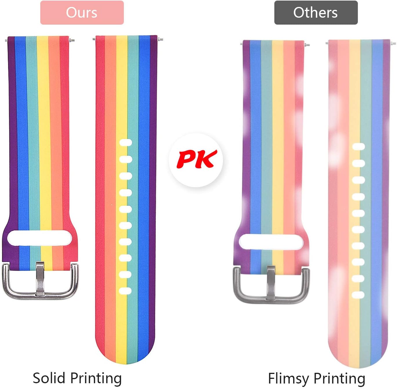 CAGOS Compatible with Fitbit Versa 2/Fitbit Versa/Fitbit Versa Lite Bands for Women Men, Floral Versa Silicone Sport Strap Accessories Replacement Wristbands for Fitbit Versa Smartwatch (Rainbow)