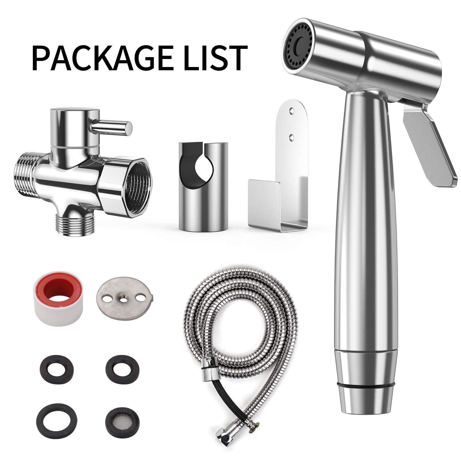 Yawenner Handheld Bidet Toilet Sprayer, Stainless Steel Bathroom Bidet Sprayer Set with Hose, Baby Cloth Diaper Sprayer, for Feminine Wash, Shower Sprayer for Pet, Wall or Toilet Mount : Baby