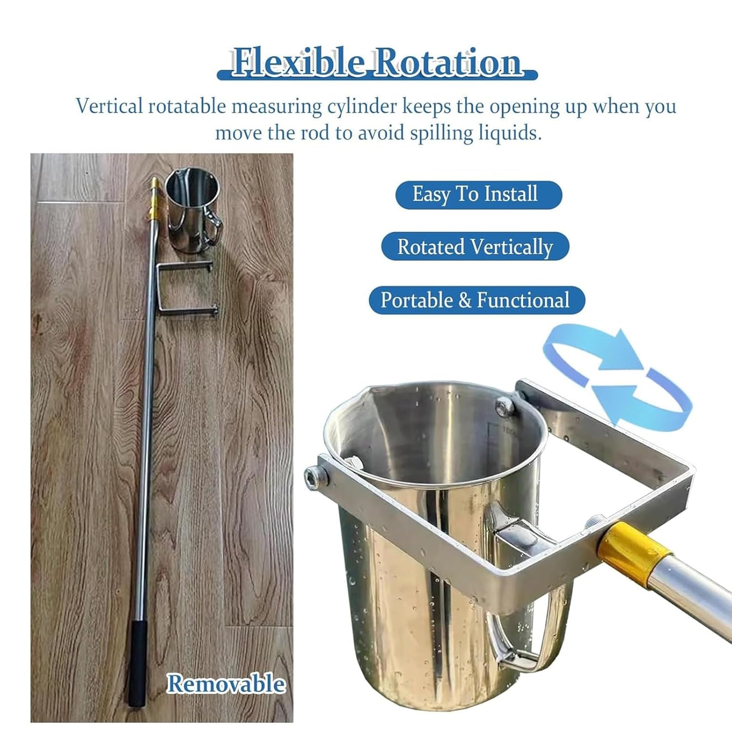 Stainless Steel Water Sampler 500ml/1000ml Pendulum Beaker Sampler with Graduated(1000ml,1m-2.1m)