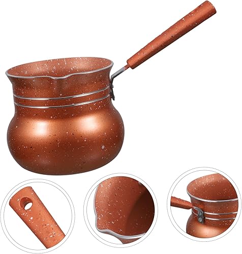 Miniatura 7 de HOMSFOU Olla de leche pequeña Olla de queso Olla de café de cerámica Calentador de café Olla de salsa Olla de ramen Olla de cocina de alimentos Olla