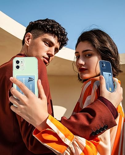 Miniatura 7 de Funda para iPhone 12, funda transparente para iPhone 12 con tarjetero a prueba de golpes, delgada, compatible con iPhone 12, transparente