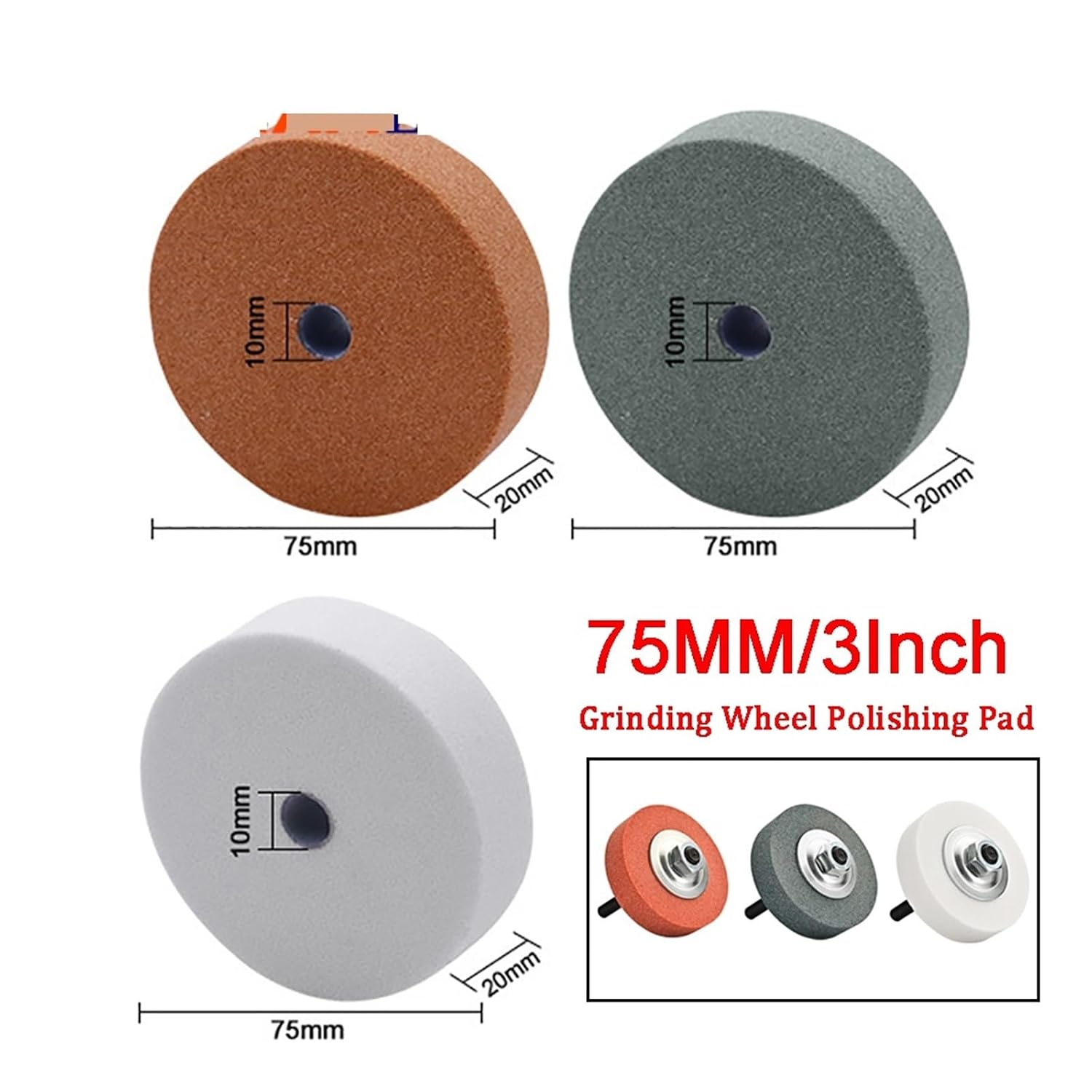 Nylon Fiber Buffing Wheels 75mm 3inch Grinding Wheel Polishing Pad Abrasive Disc Stone for Metal Ceramic Bench Grinder Rotary Tool(3PCS)
