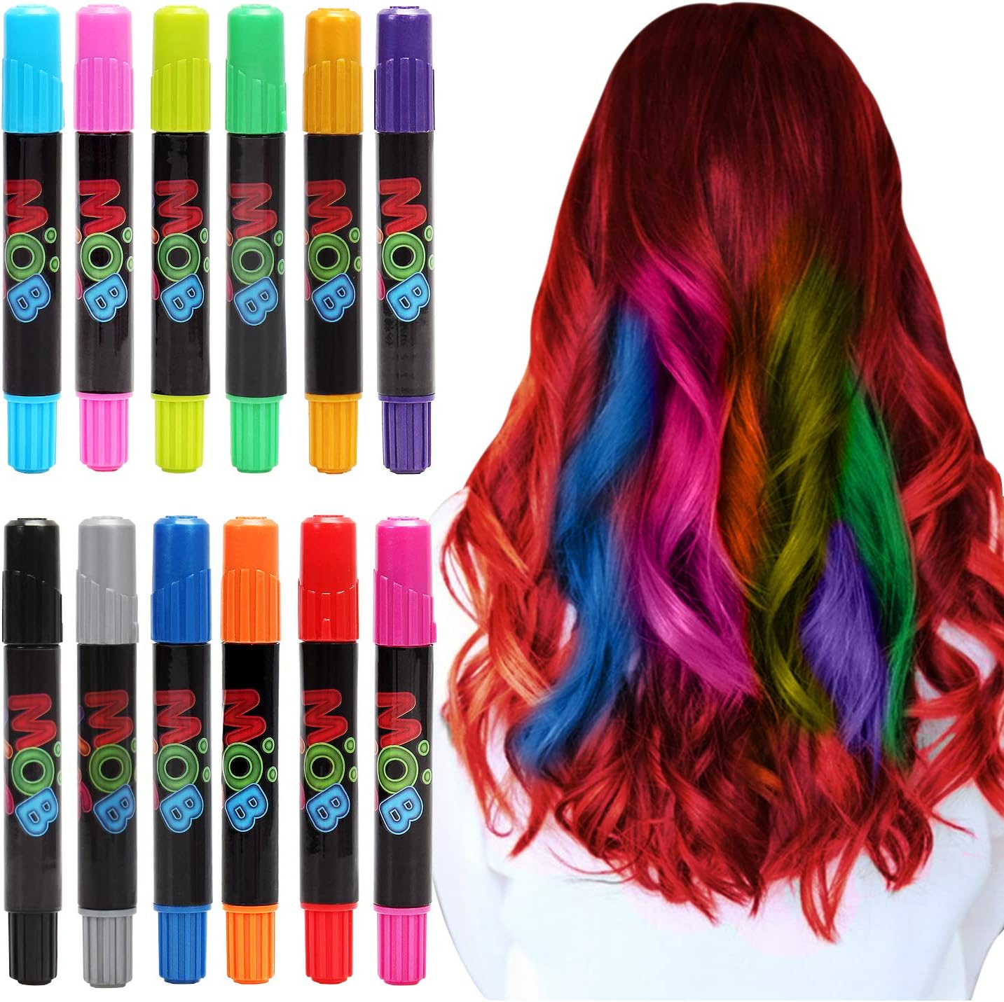 Colorful Hair Chalk Pens for Girls - Hair Chalk (12 Colors), Temporary Hair Color for Kids and Hair Chalk for Kids, Beautiful Hair Paint Birthday Gift For Girls Age 8, 9, 10 ++