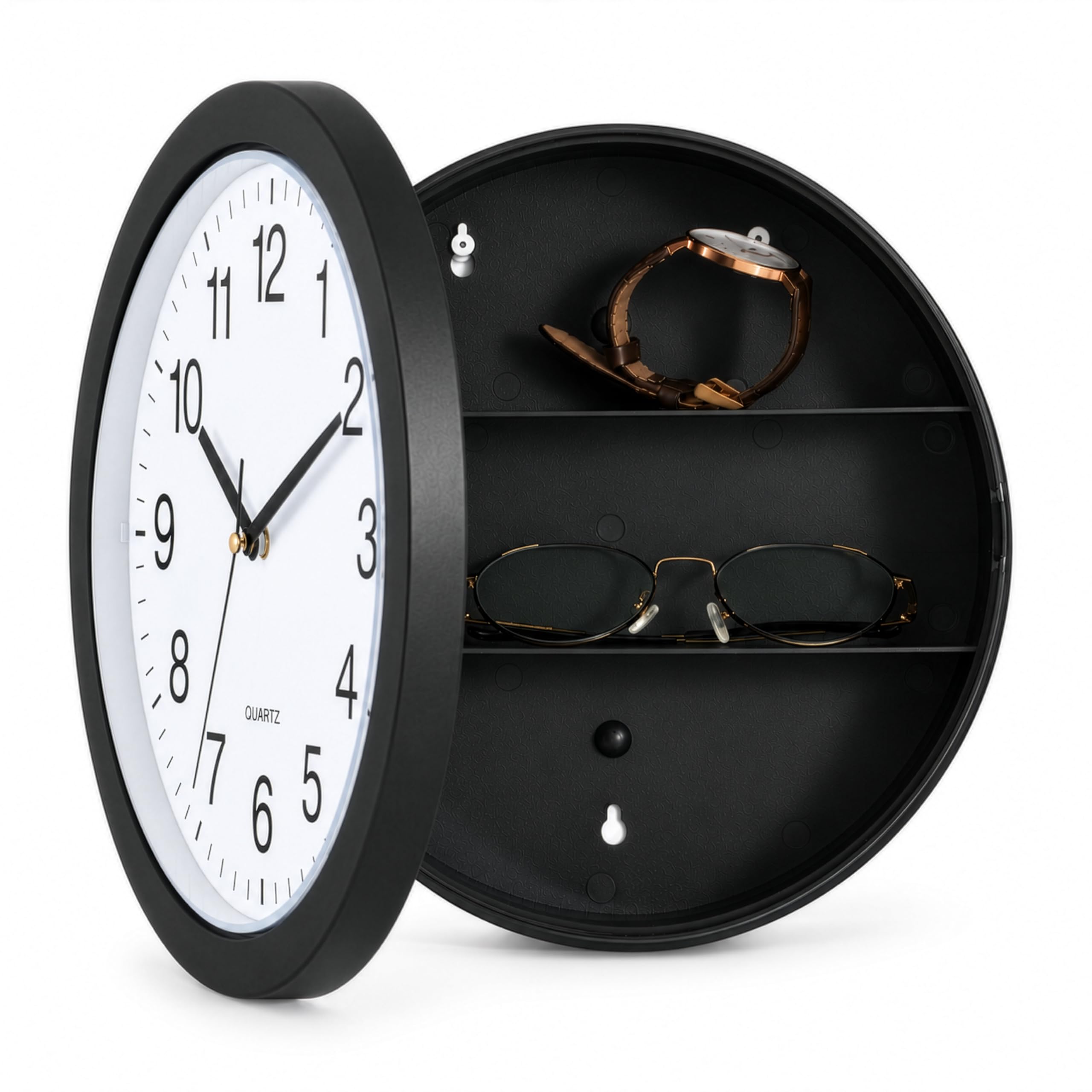 Amazon.com: Black Wall Mounted Clock with Door for Storage Secret
