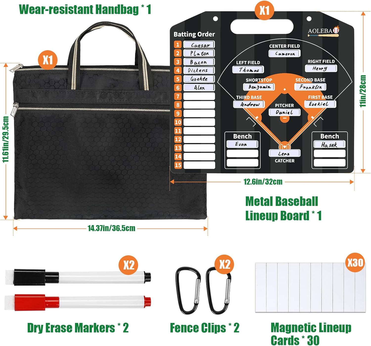 AOLEBA Baseball Lineup Board for Dugout,Dry Erase Magnetic Metal Baseball Clipboard for Coaches