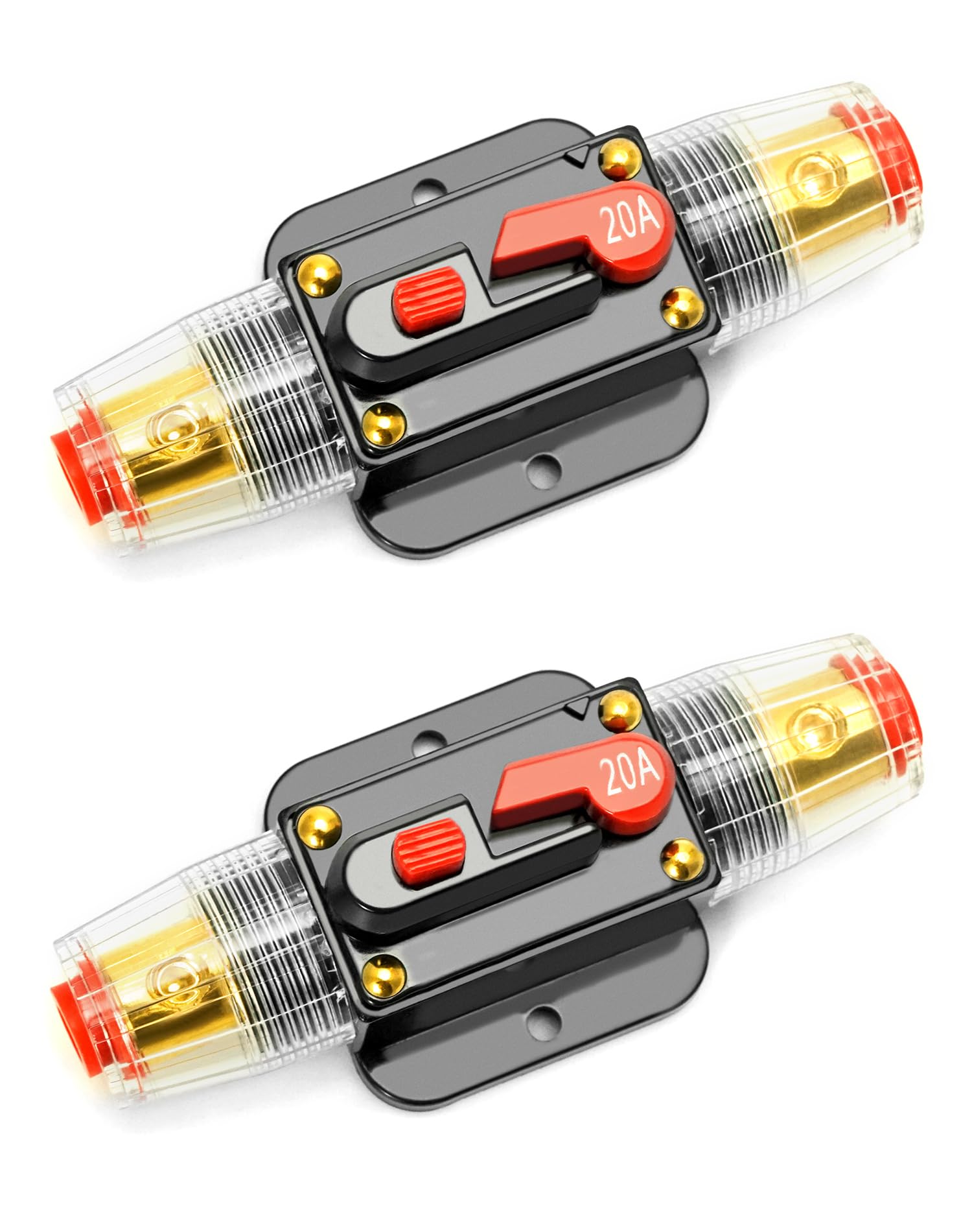 QWORK® 2 kawałki Uchwyt bezpiecznika 20A Reset ręczny, ochrona samochodu Reset wyłącznik zasilania z ręcznym resetem do ochrony samochodu przełącznik stereo