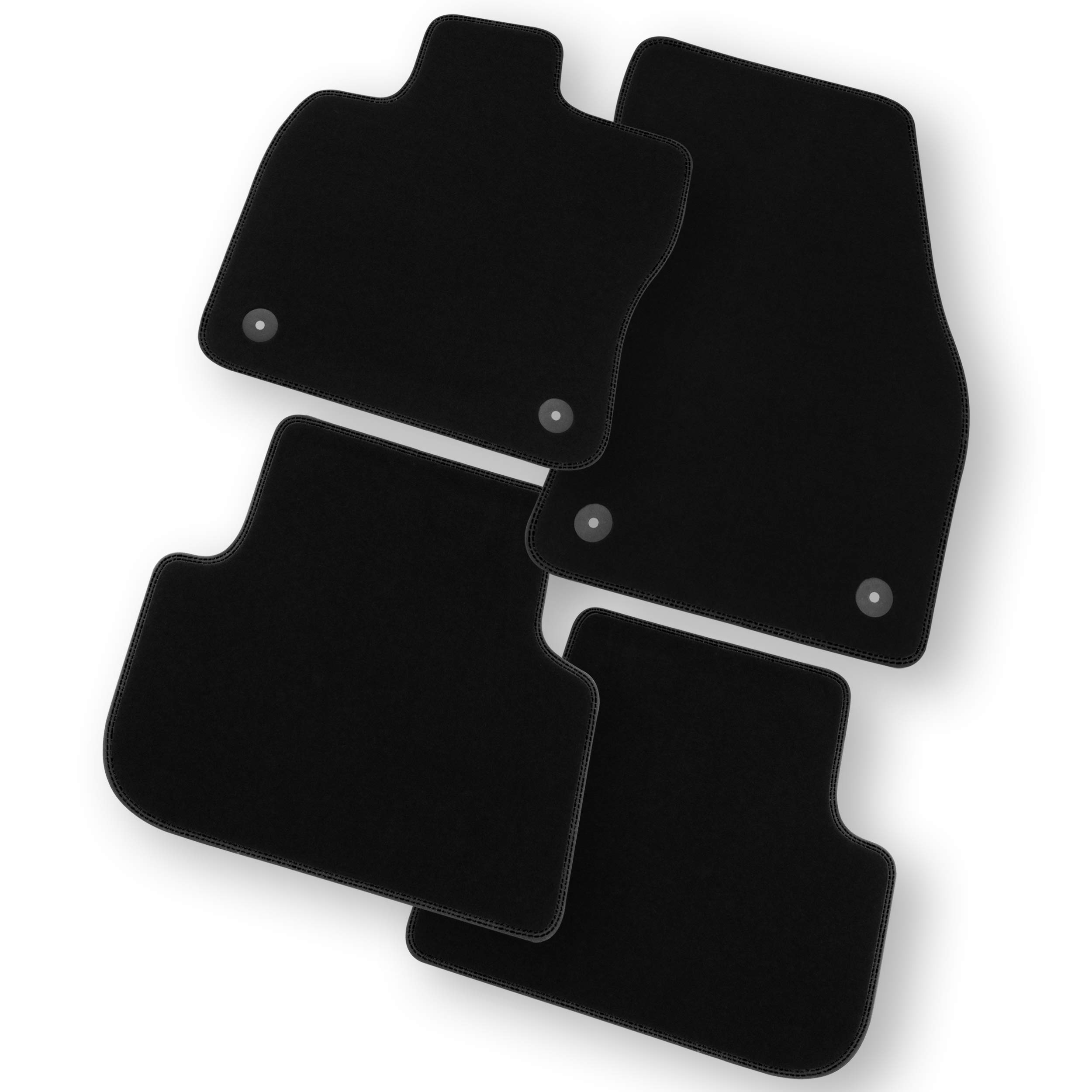 Bär-AfC Auto Fußmatten Premium passend für Renault Trafic 2002-2014 Einzel-/DoppelSB, Autoteppiche Velours Schwarz, Nubuk Band Schwarz, Doppelnaht Schwarz + Schwarz, Set 2-teilig, RE03343n