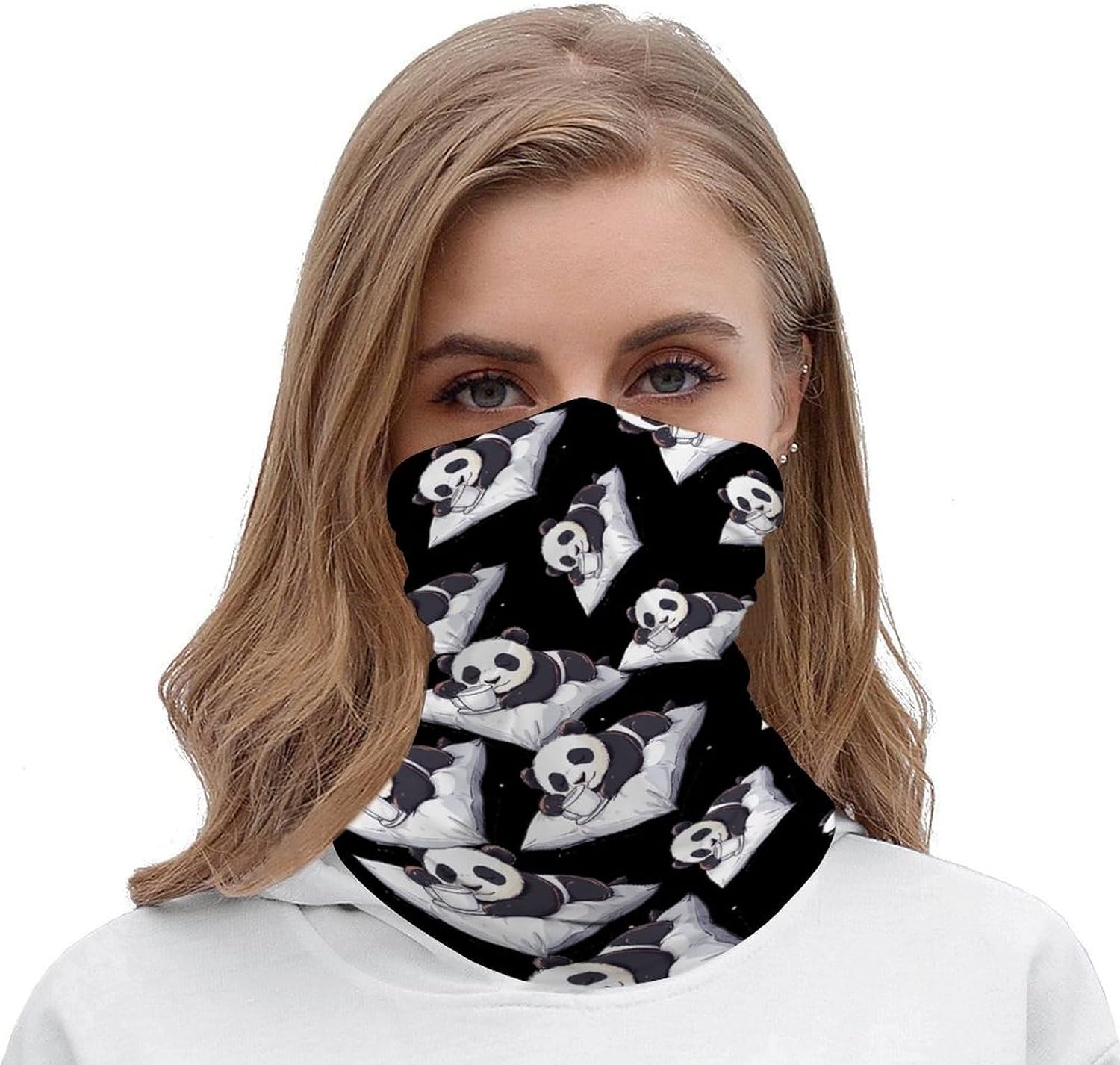 Panda Bear Animal Sleep Face Cover Neck Gaiters for Men Women Sun Protection Mask Scarf Hiking Bandana