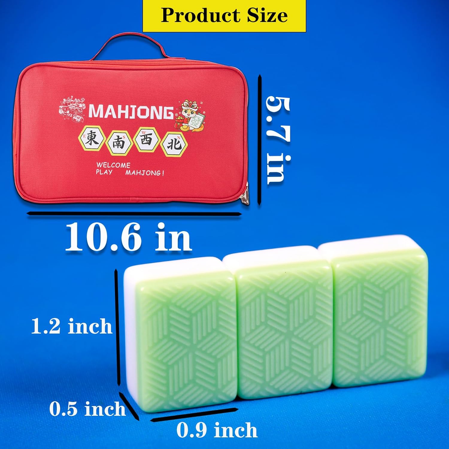 American Mahjong Set 166 Mahjong Tile Set 1.2-inch Green American Mahjong Tile Set with Mahjong Storage Bag