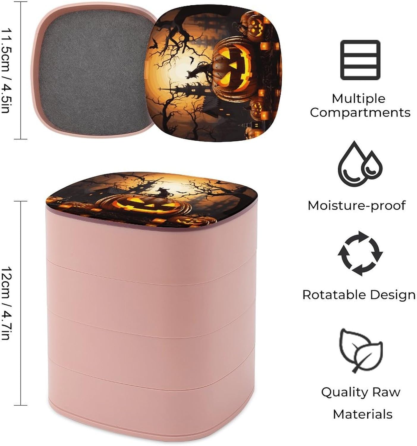 Halloween Pumpkin 4-Layers 360°Rotating Jewelry Box image 2