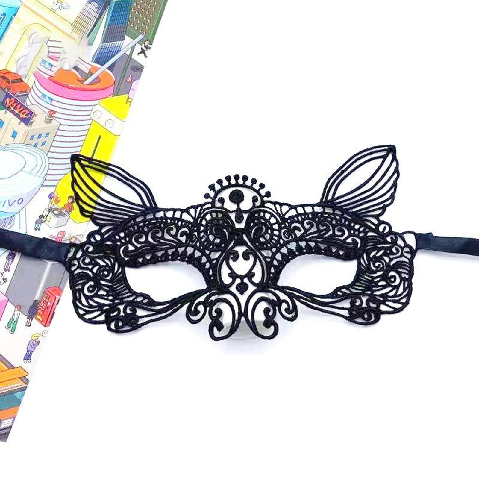 5 pcs Halloween Costume Black Cat women Accessories Set Includes Lace Cat Ear Mask, Lace Ear Headband, Gothic Choker - Image 4