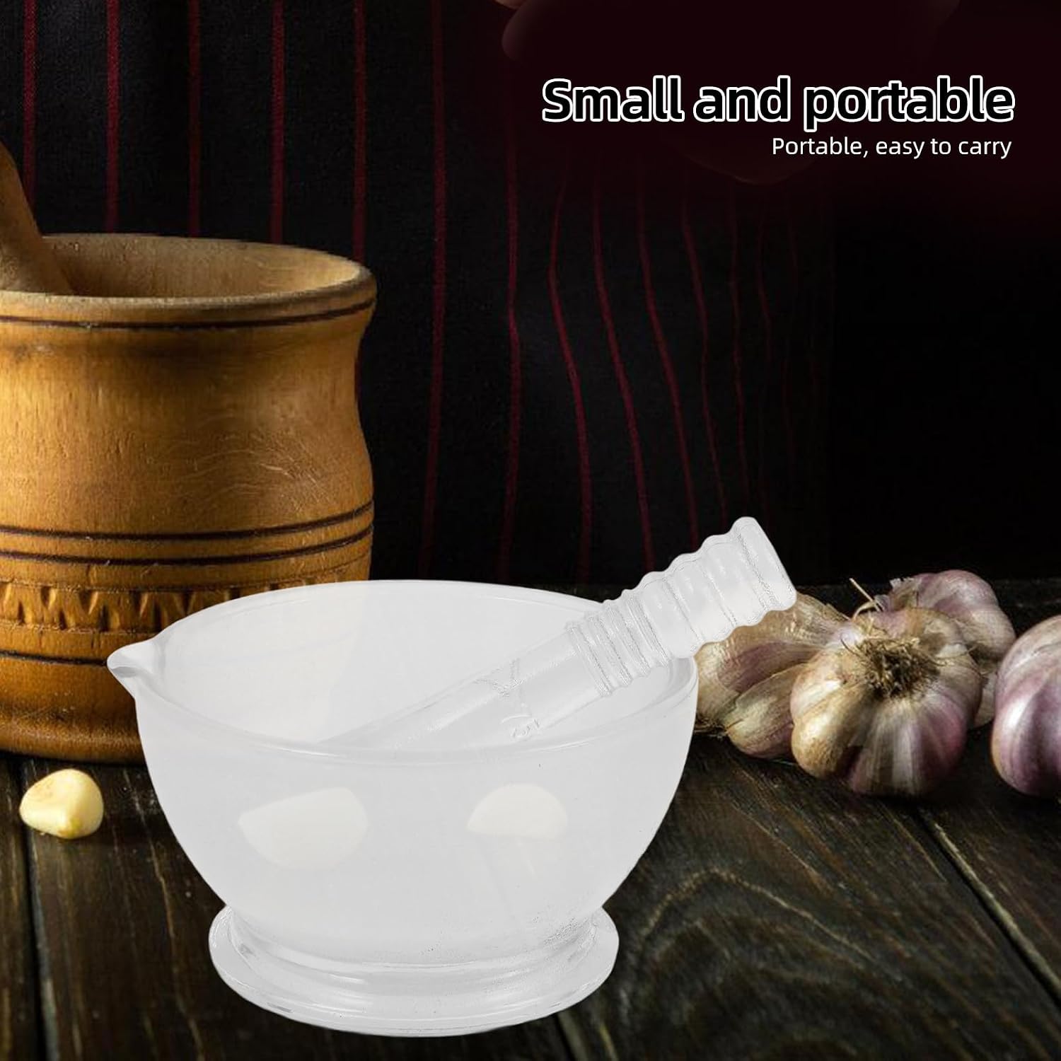 Glass Mortar and Pestle Set with Non-Slip Base 75ml Capacity and Break-Resistant Design for Kitchen and Laboratory Use