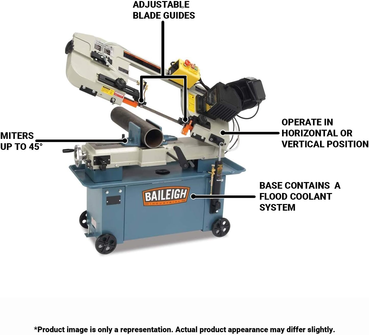 Baileigh 7" x 12" Metal Cutting Bandsaw, 1 HP, 120V 1Ph (Model BS-712M)