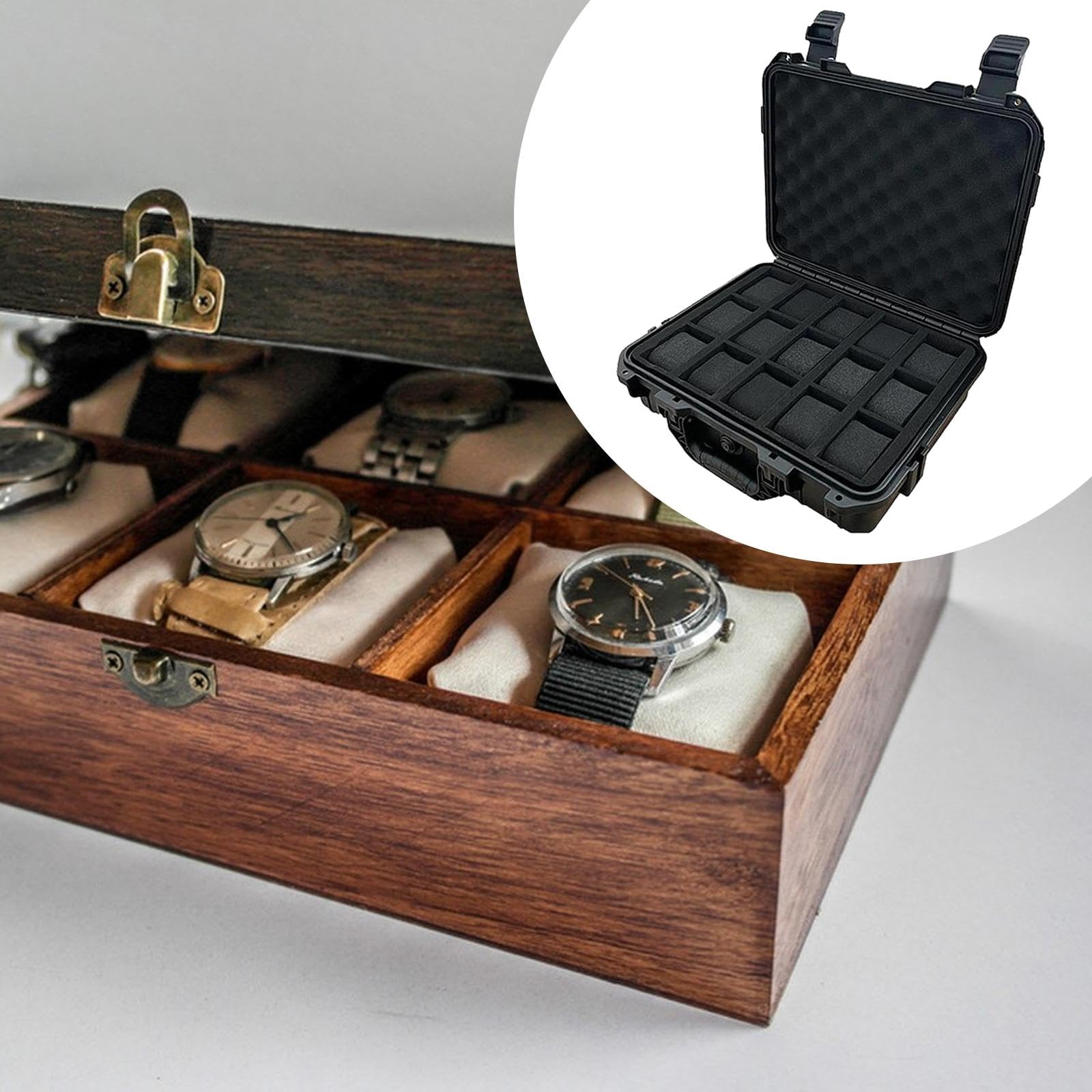 Perfeclan Étui de Transport pour Montre, Compartiment de Protection Compact, 15 emplacements, Anti-poussière, avec Boucle de Verrouillage, étui de Rangement de