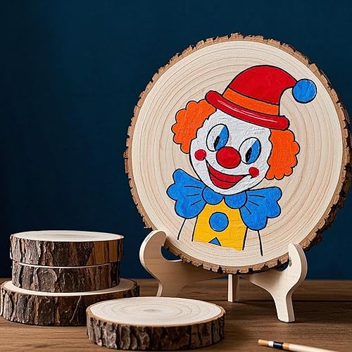 Miniatura 6 de JEUIHAU 12 piezas de rebanadas de madera natural sin terminar de 5.1 a 5.5 pulgadas, discos redondos de madera para corteza de árbol, círculos de