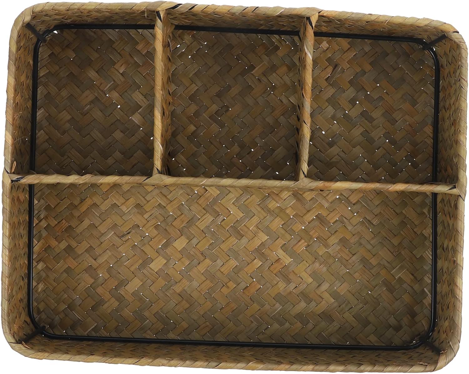 Alipis Woven Tea Bag Organizer Coffee Storage Basket Rustic Design for Kitchen Countertop Versatile Sundries Holder for Sugar Packets Natural Bulrush Material
