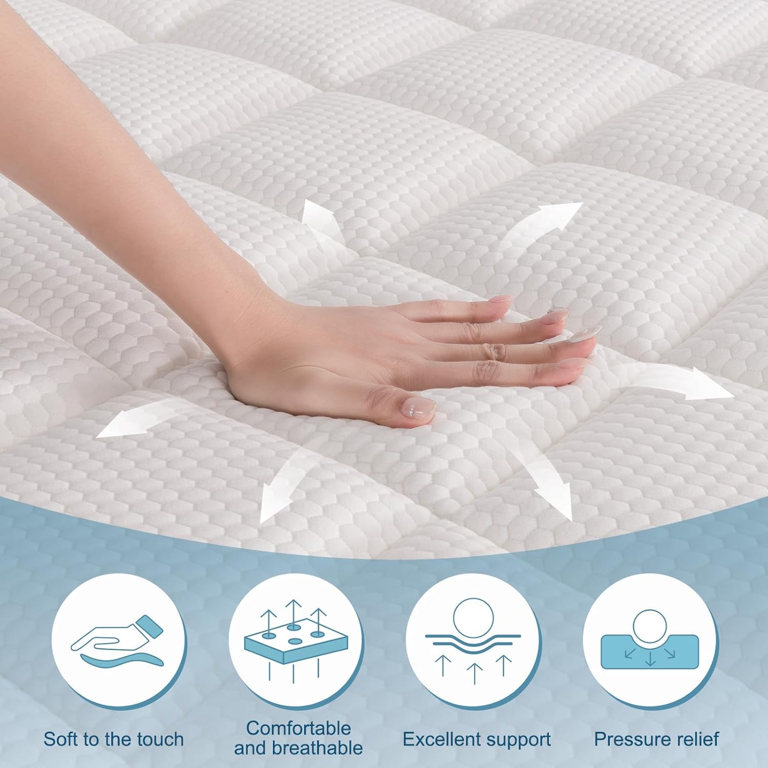 Hybrid Mattresses-26CM Double Mattress-Pocket Spring with Memory Foam Medium Firm Strengthen Edge Support, with Motion Isolation-135x190x26CM image 4