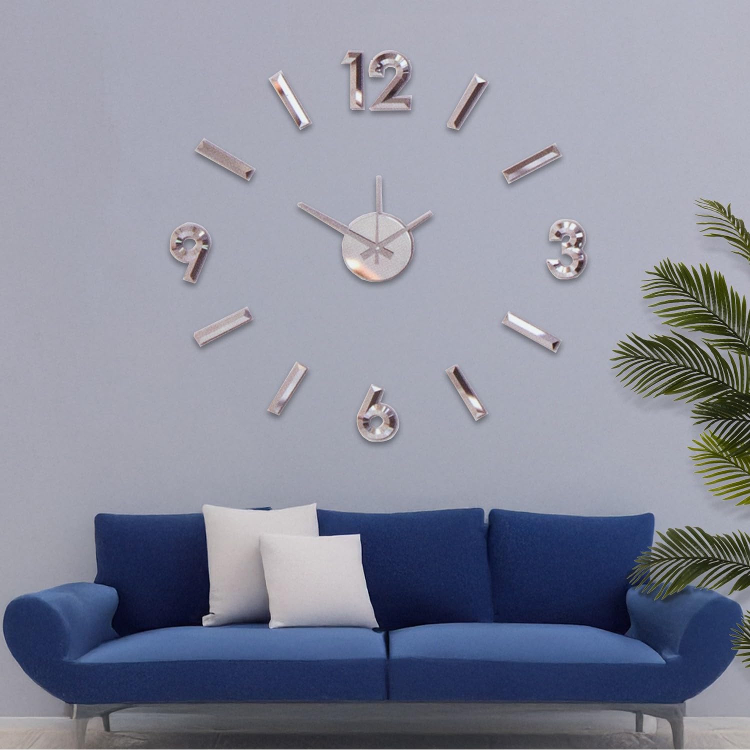 DRW Reloj de Pared Adhesivo de Goma eva MAX. 60cm en Cromado 60x2x60 cm