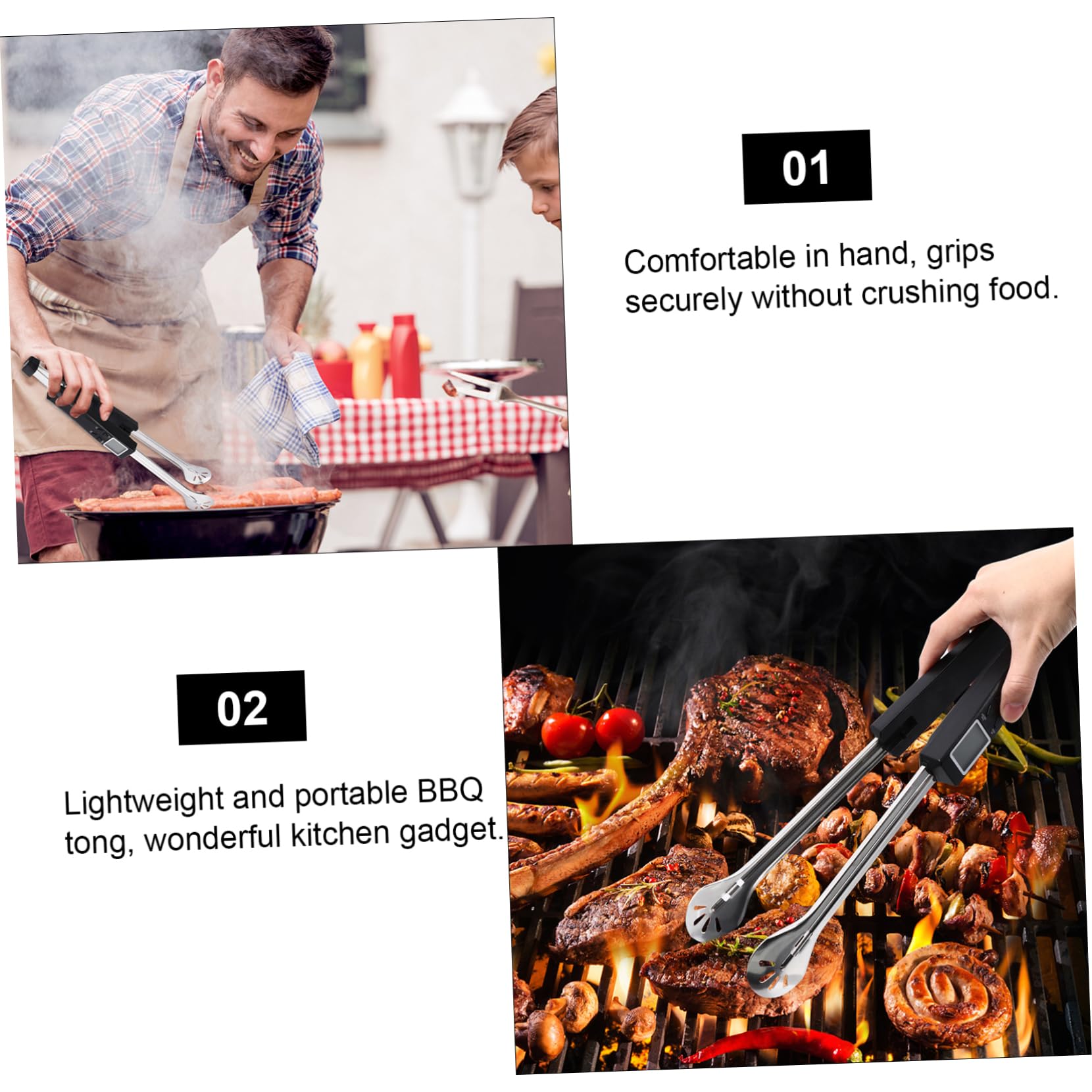 ABOOFAN Termometro per Barbecue con Sonda per Pinze per Alimenti per Letture Accurate della Temperatura per Grigliate Cottura e Cottura al Forno Utensile da Cucina