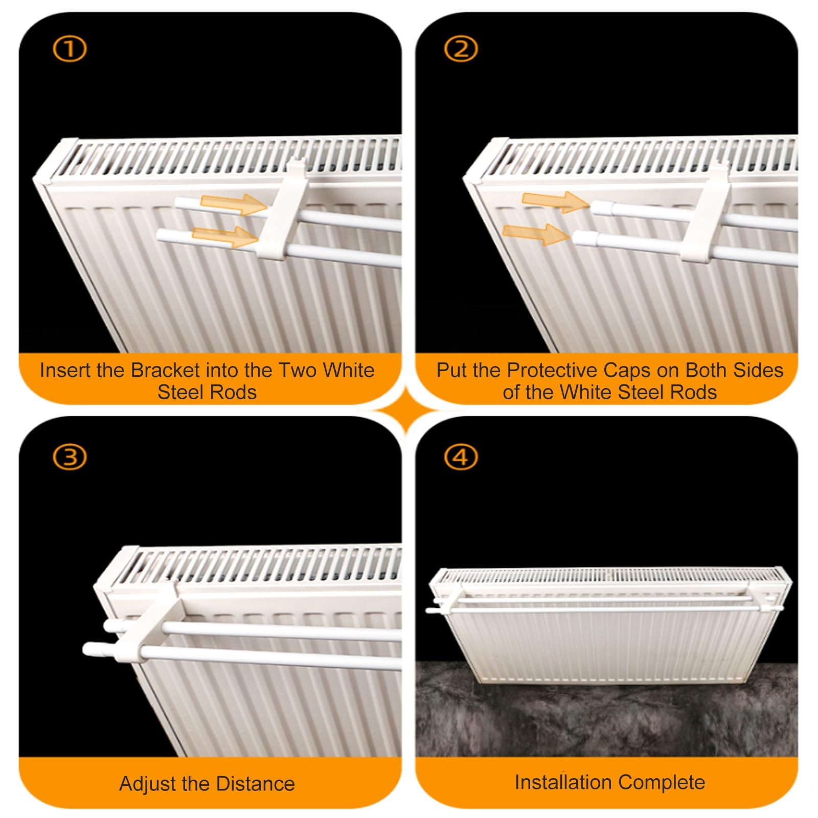Mensola da 61 cm per termosifone, doppio stendibiancheria, non richiede foratura, perfetto per salotti, camere da letto, cucine, bagni, uffici, soluzione salvaspazio