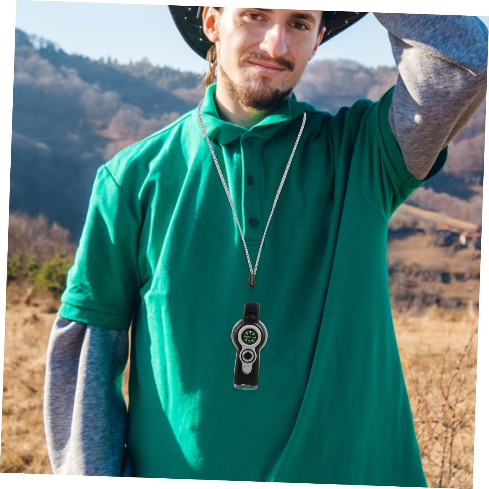 BESPORTBLE Fischietto Multifunzionale Riscaldamento Outdoor Rescue Tool termometro urgenze ed emergenze Alimentazione Esterna Fischietto con Cordino la Bussola fischia all'aperto Addominali