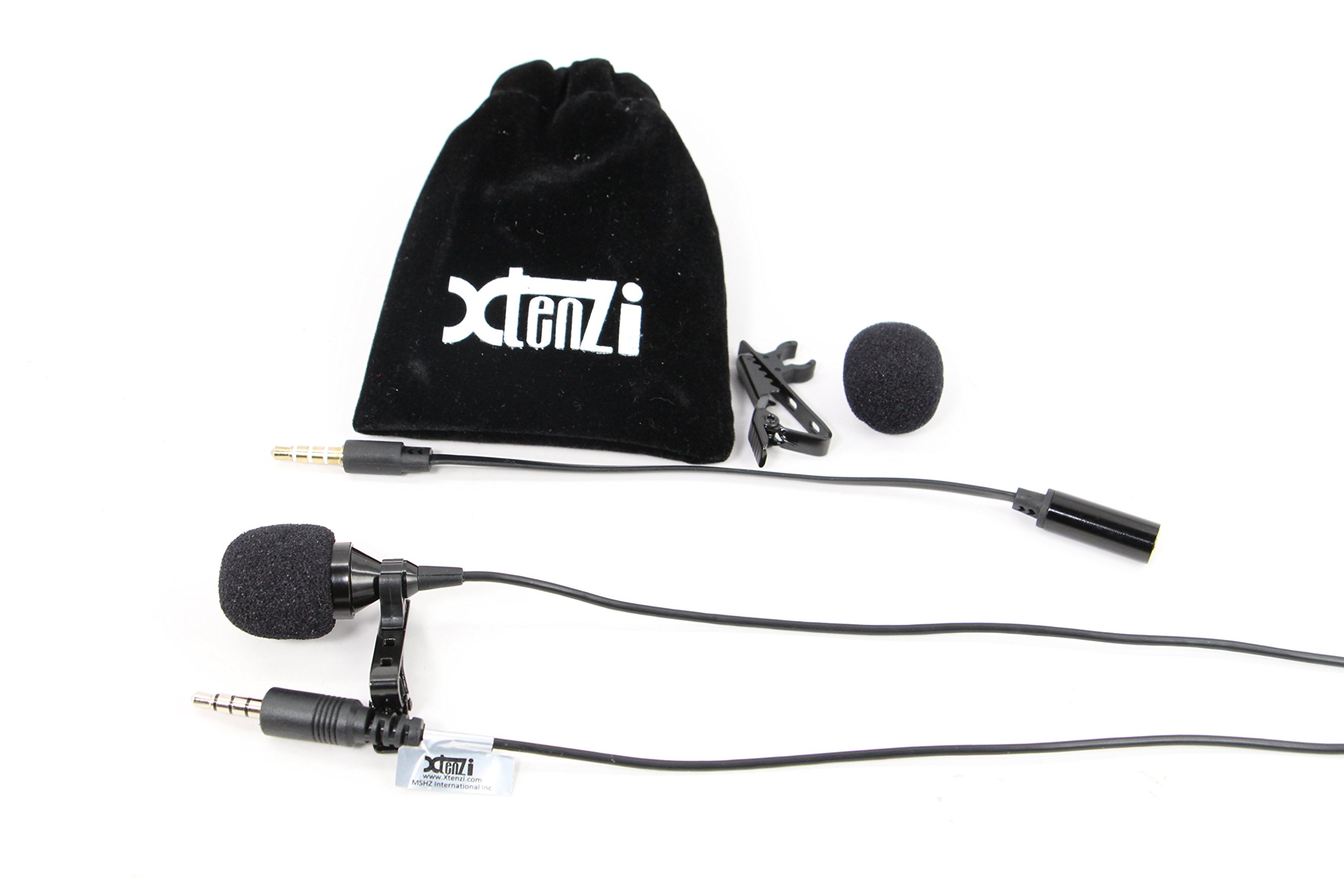Xtenzi iX4Pro Lavalier Lapel Microphone Clip-on Directional Noise Condensing Sound Super Delux Lav Mic Compatible with Apple Ipad iPod Touch, Samsung Android & Windows Smartphones