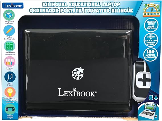 LEXIBOOK, Educational Laptop, JC899i2 | Spanish/English, 180 activities, Large colour screen, Learning games and music