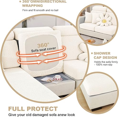 Miniatura 4 de MIFXIN Fundas de cojín para sofá, funda mágica para sofá, elástica, universal, elástica en forma de L, funda de cojín seccional para sofá (tejido