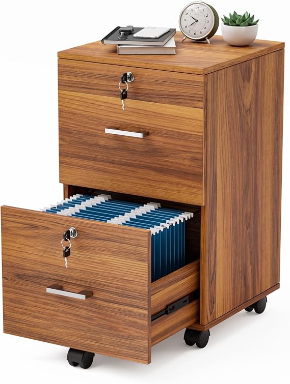 VINGLI Two-Drawer Rolling File Cabinet with Lock