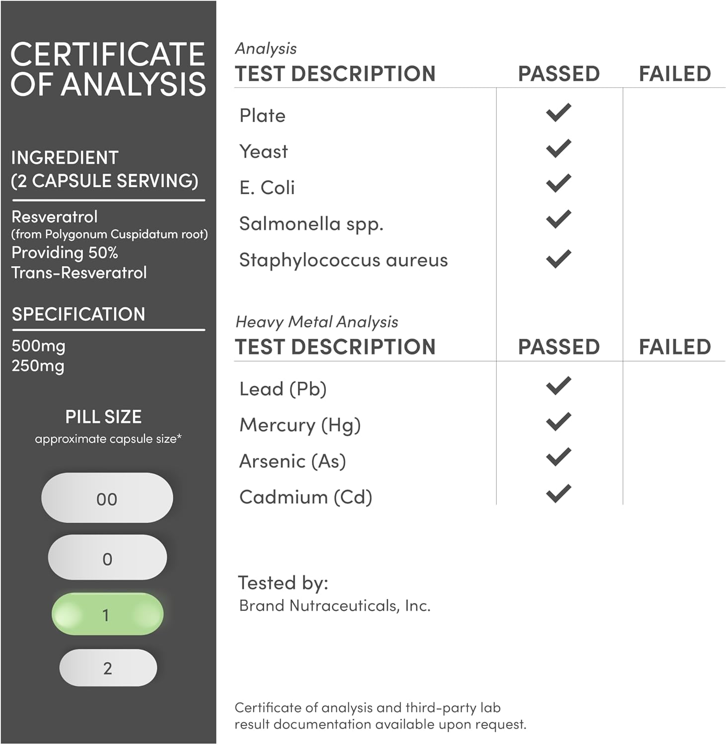 Resveratrol Supplement 500mg Per Serving, 120 Capsules (Resveratrol Polygonum Root Extract Providing 50% Trans Resveratrol) Healthy Aging Support by Double Wood