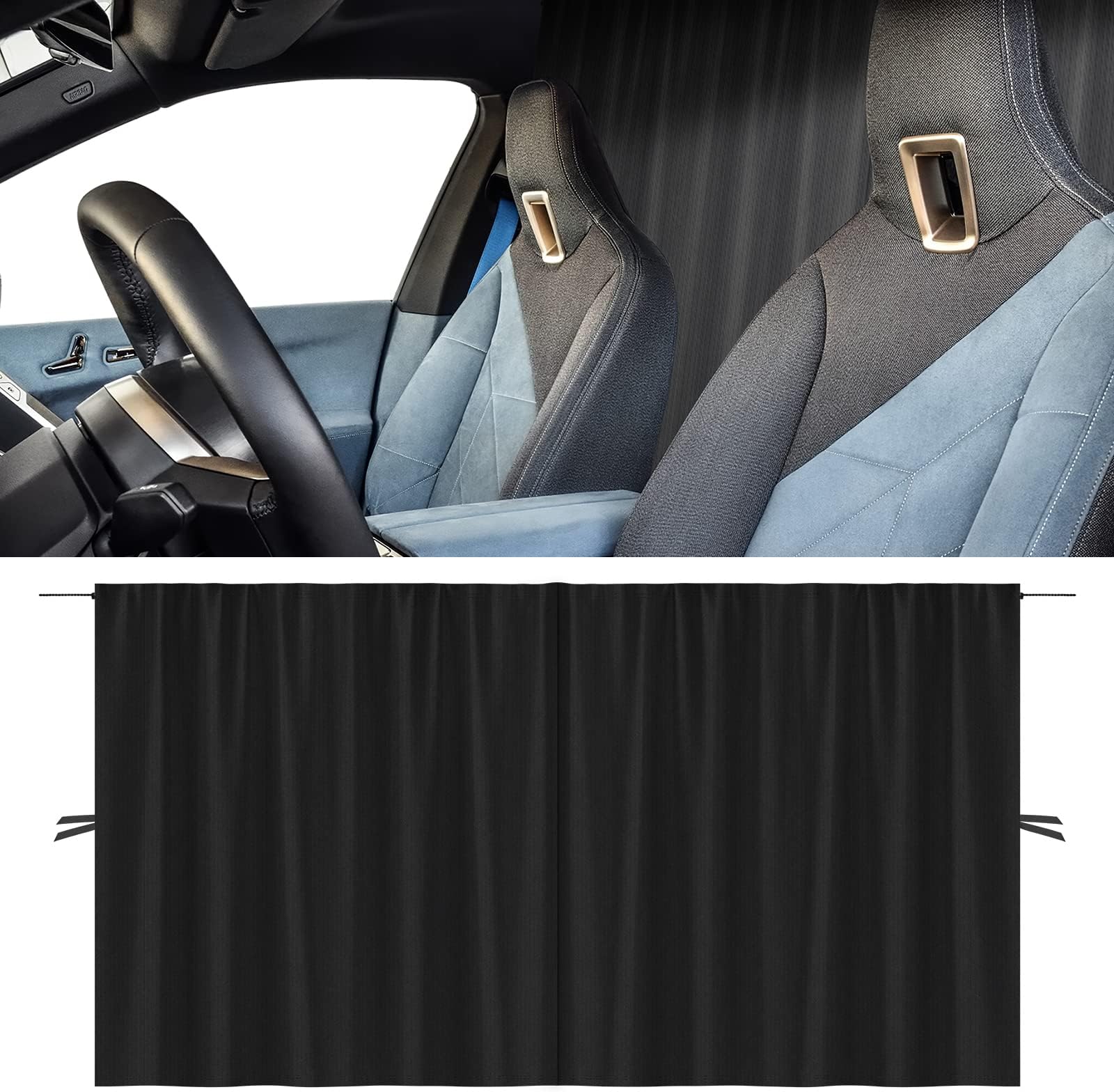 ZATOOTOCar Divider Curtains - Window Black Silk Privacy Sunshades - Traveler Camping Sun Shades for Family Baby Sleeping Screen - Easy Removable Simple