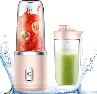Licuadora portátil potente licuadora personal 400 ml viajar 6 cortador de exprimidor portátil con 1 botella de agua USB recargable para, estilo 2