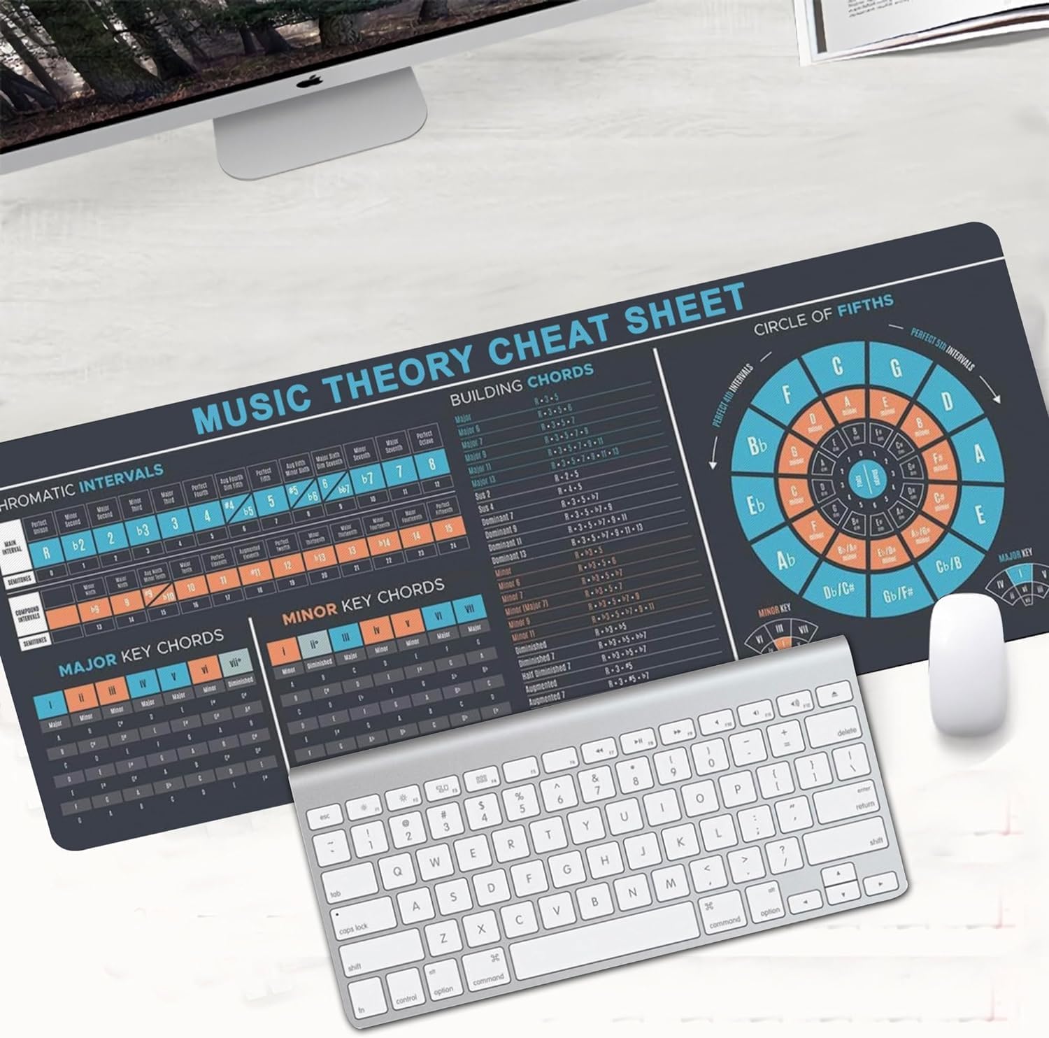 Piano Cheat Sheet Beginners, Music Theory Cheat Sheet Mousepad, Music Theory Mouse Mat, Music Cheat Sheet Mouse Pad, Chords, Musician, Music Production, Home Studio, Music Studio, Beat Making KMH image 3